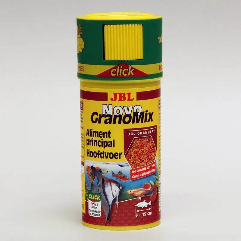 JBL NOVOGRANO MIX CLIC 250ml – Alimento granulado completo para peces pequeños en acuarios grandes