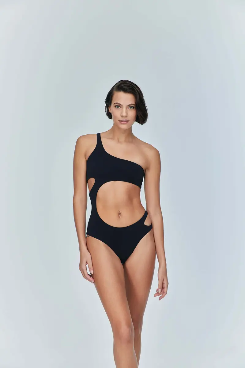 JENDUE Ocean Cutout Swimwear - One-Shoulder Monokini
