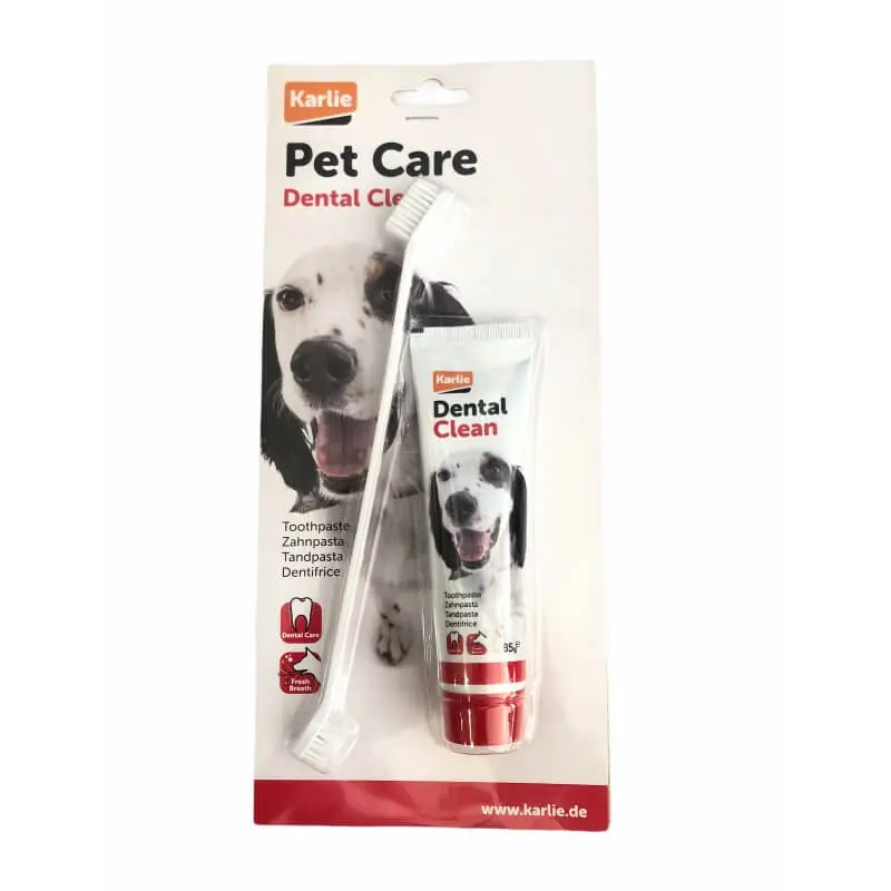 🦷 Karlie Flamingo Pet Care | Pasta dental + cepillo doble cara para perros (85 g)