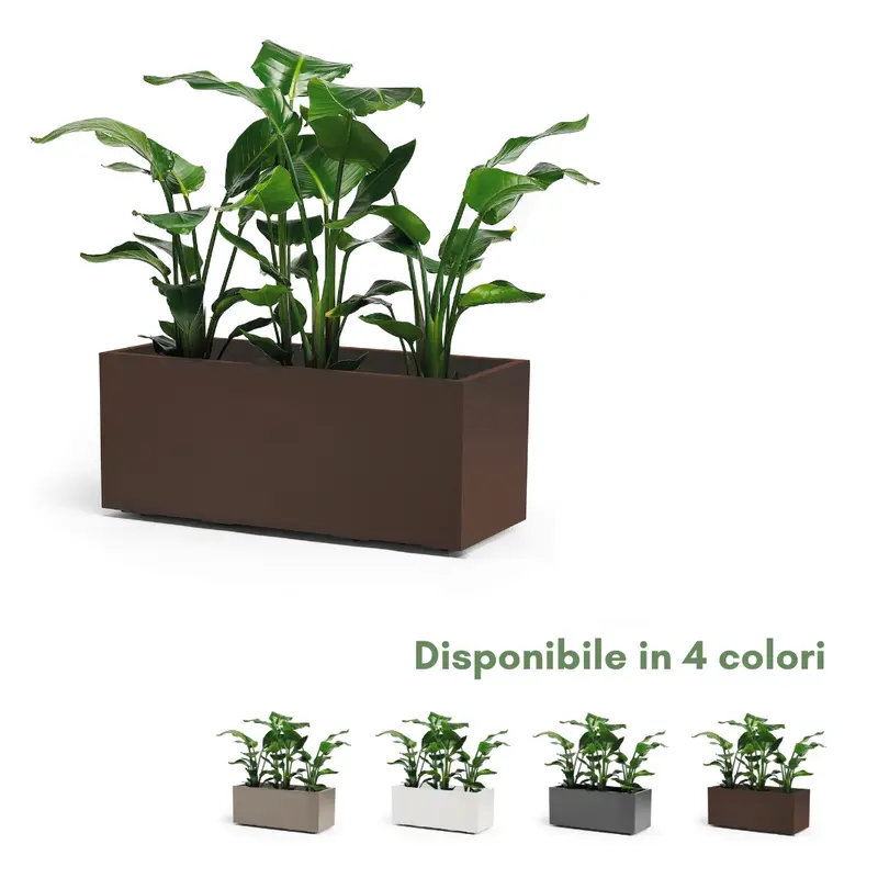 Kebe Greener 100 cm - Vaso rettangolare con ruote
