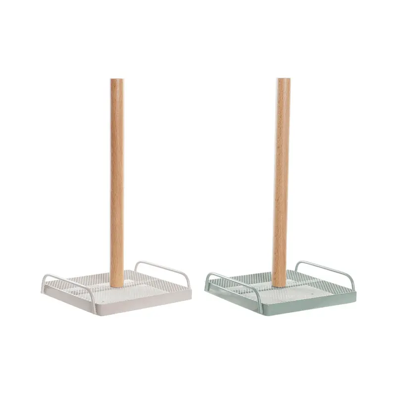 Kitchen Paper holder DKD Home Decor Beige Metal Mint Pinewood (16 x 15 x 29,5 cm) (2 Units)