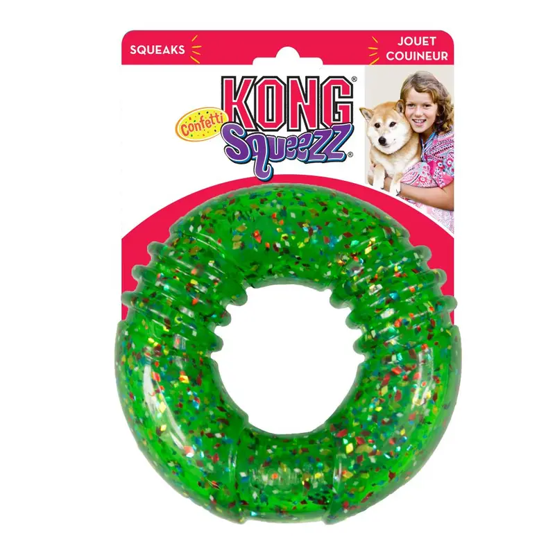🎉 KONG Confetti Squeez Anillo con sonido – Talla M
