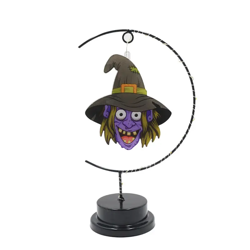 Lámpara Decorativa de Bruja en Hierro Forjado – Luz LED de Halloween
