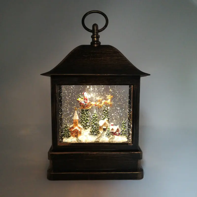 Lanterna con Glitter in movimento e LED con Slitta di Babbo Natale