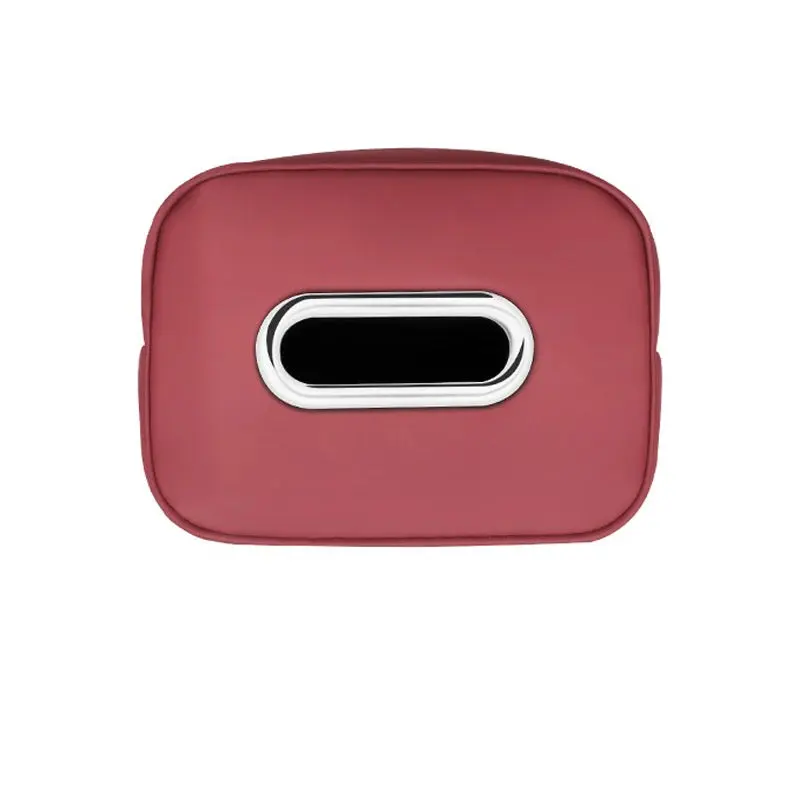 Leather Car Tissue Organizer Storage Bag–Multi-Position Holder Red