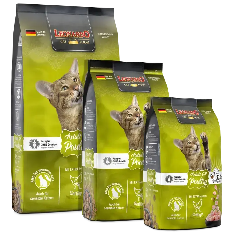 🍗 LEONARDO Adult GF Poultry | Pienso Grain Free para Gatos Adultos con Sensibilidad a los Cereales – 100 % sin gluten