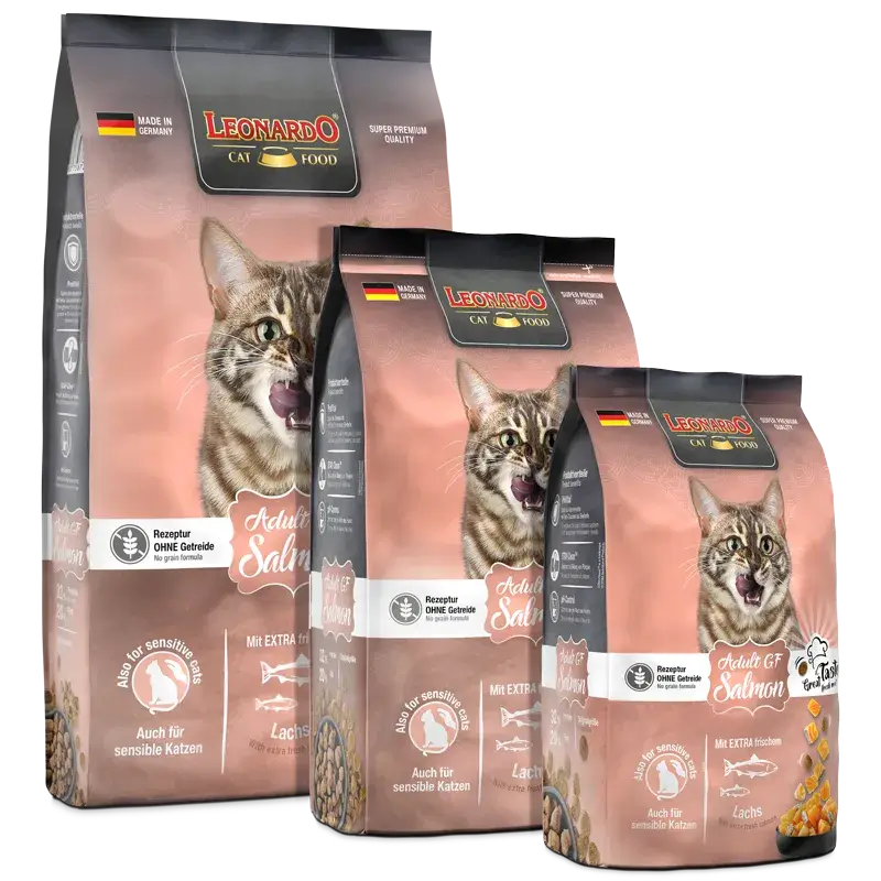 🐟 LEONARDO Adult GF Salmón | Pienso Grain Free para Gatos Adultos a Partir de 1 Año – Ideal para Gatos con Sensibilidad a los Cereales