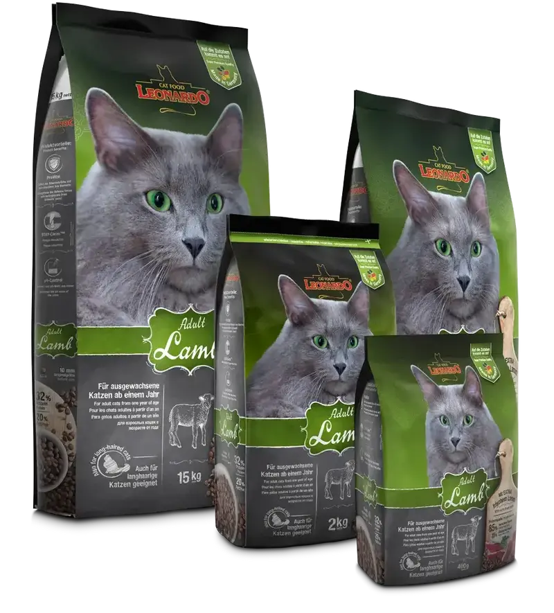 🐑 LEONARDO Adult Lamb | Pienso natural para gatos adultos y de pelo largo