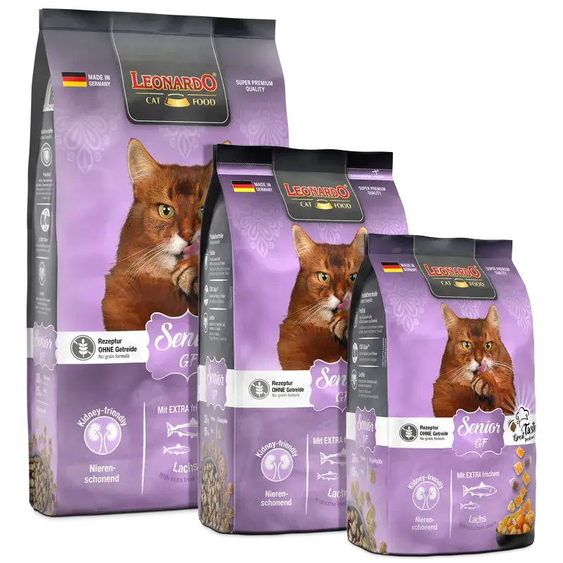 LEONARDO Adult Senior Grain Free | Pienso para gatos mayores de diez años con sensibilidad a los cereales.