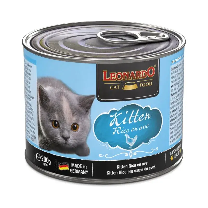 🐱 LEONARDO Kitten Rico en Ave | Comida húmeda para gatitos sin cereales | Made in Germany