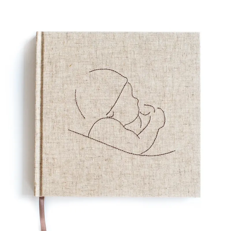 Leukigheidjes - eerste jaar invulboek- babyboek - linnen cover - stiksel