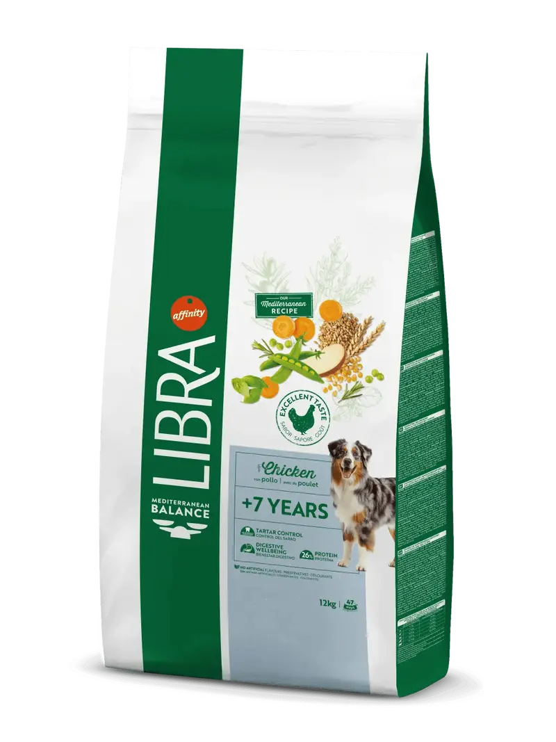 LIBRA Senior +7 Years | Pienso con pollo para perros mayores de 7 años | 12 kg