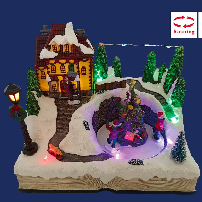 Libro con Villaggetto Musicale - Carillon con musica di Natale