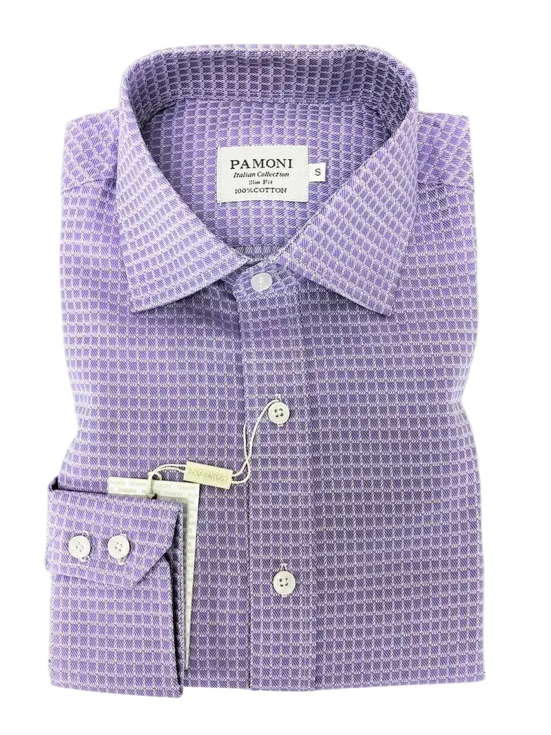 Lilac Twill Check Cotton Shirt