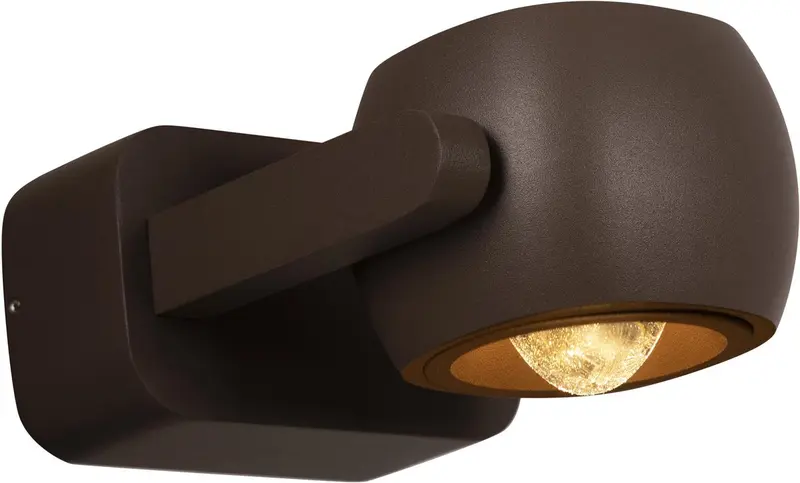 Lucide capri - wandspot wandlamp binnen buiten - led - 1x8w 2700k - ip54 - koffie - essential