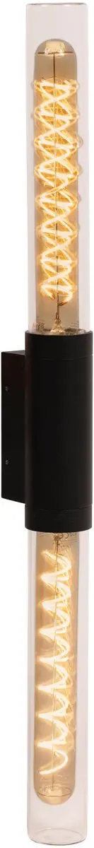 Lucide pilar - wandlamp binnen buiten - 2xe27 - ip54 - zwart - essential