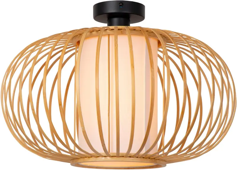 Lucide thuline - plafonnière (plafondlamp) - ø 45 cm - 1xe27 - lichte houtlook - essential - japandi
