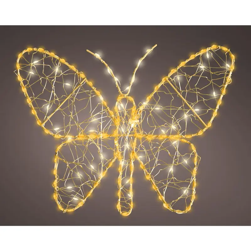 Lumineo led verlichte figuur vlinder metaal 28x23cm goud warm wit klassiek warm voor buiten met dimmer en timer