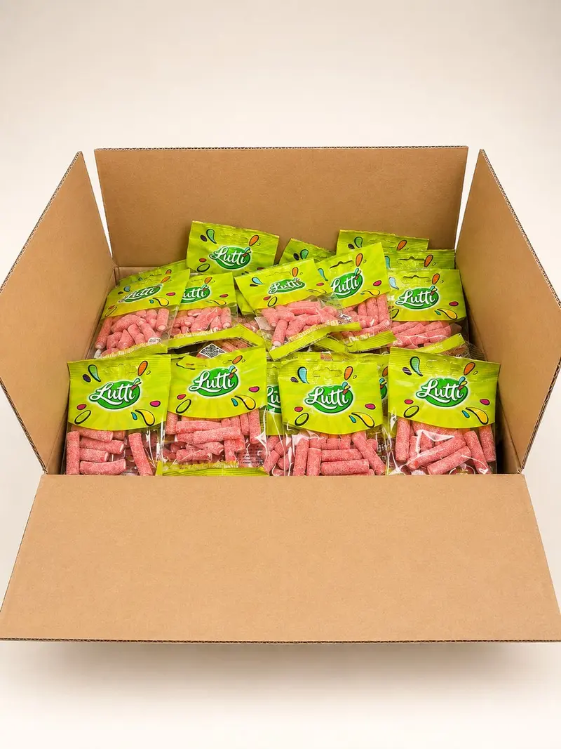 Lutti pick-mix mini tubs aardbei 100x35g
