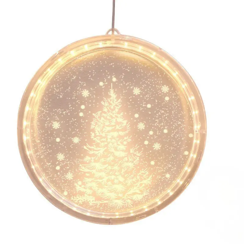 Luz ambiental navideña redonda – Decoración festiva para el hogar con luz cálida