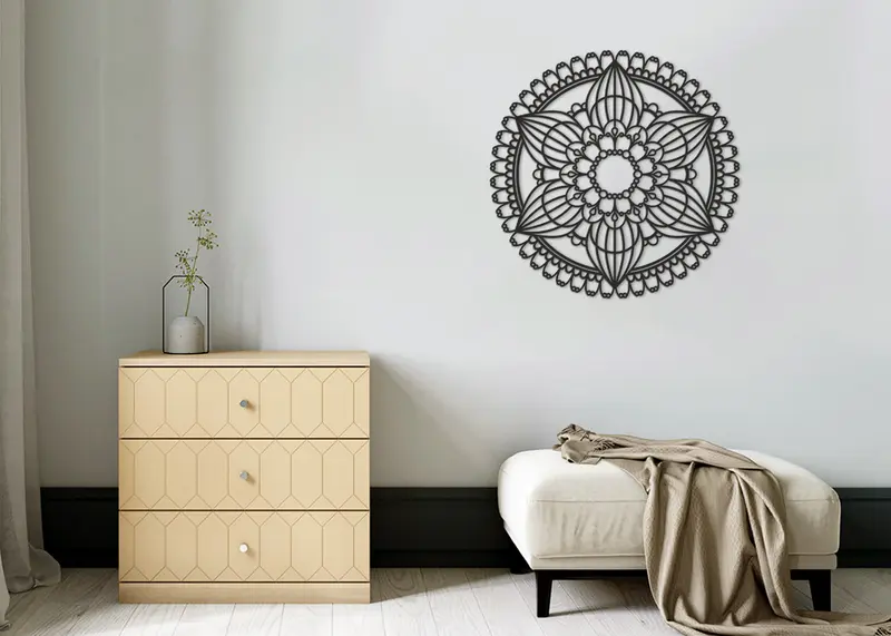 Mandala Japón | Figura geométrica | Decoración pared | Hecha en madera