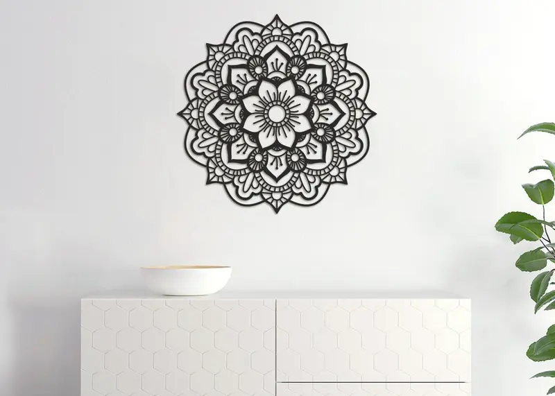 Mandala Tibet | Figura geométrica | Decoración pared | Hecha en madera