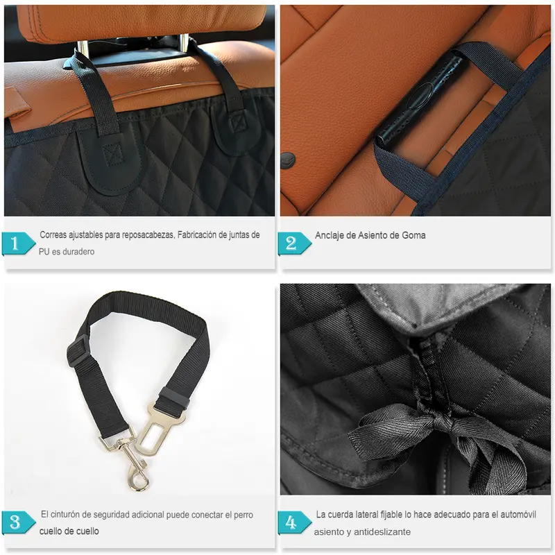Manta para perros para el asiento trasero del coche. Resistente a los arañazos, con cinturón de seguridad.