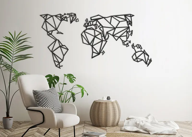 Mapamundi | Figura geométrica | Decoración pared | Hecha en madera