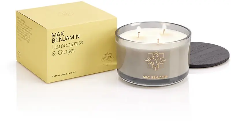Max benjamin - geurkaars met 3 lonten - lemongrass ginger - 70 branduren