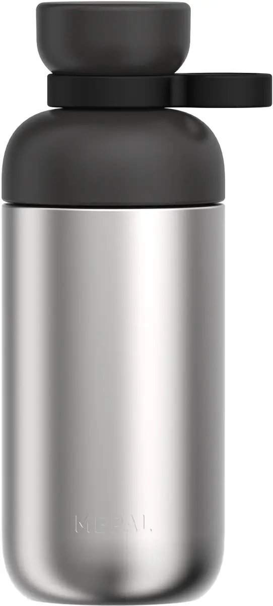 Mepal waterfles roestvrij staal vita - 500 ml - 2 openingen voor extra drinkgemak - drinkfles rvs - nordic black