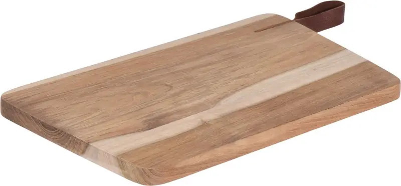 Merkloos sans marque houten snijplank serveerplank met leren hengsel 30 cm - snijplanken serveerplanken broodplanken van hout
