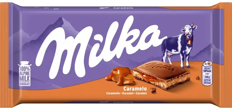 Milka chocolade reep karamel - doos 23 x 100g - chocoladerepen en tabletten - voorraad - verjaardag cadeau vrouw of man - geschenkset voor man en vrouw