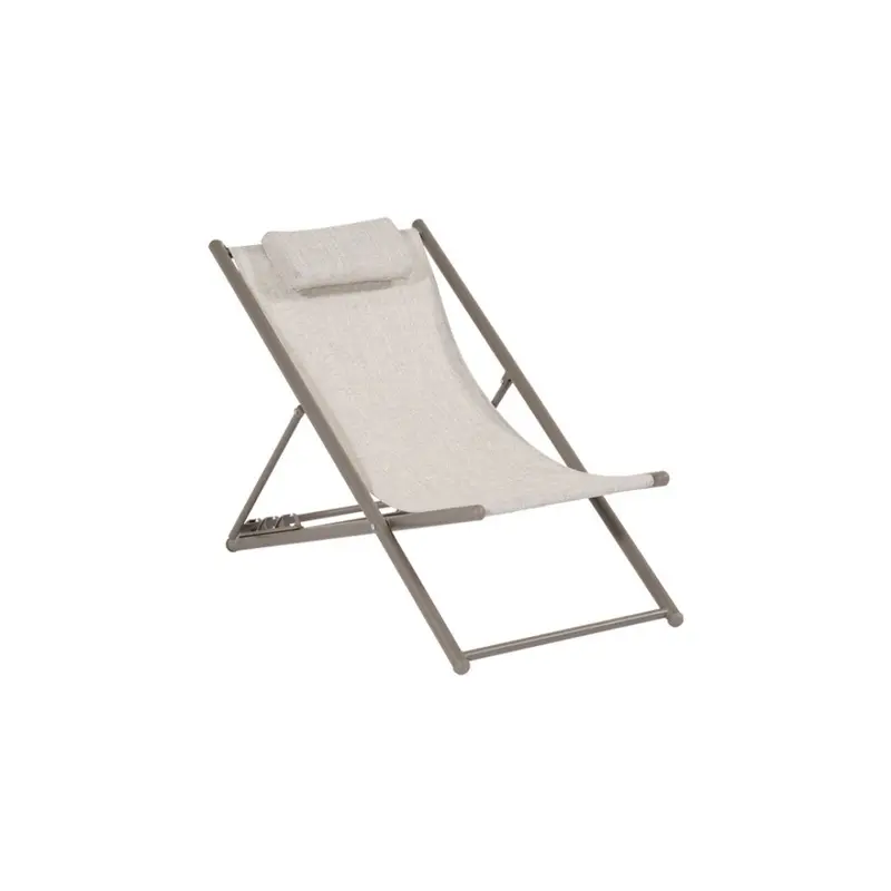 Milos - Sdraio pieghevole in metallo color taupe