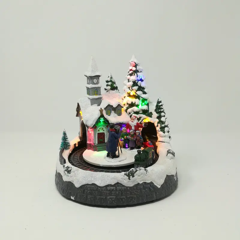 Miniatura con Trenino che gira - Villaggio di Natale con treno