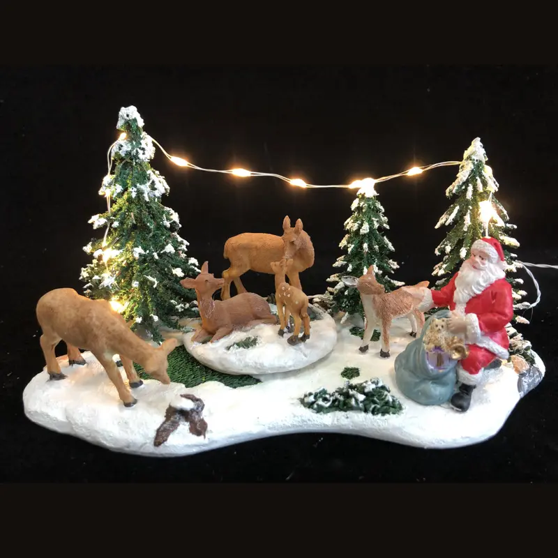 Miniatura luminosa con Babbo Natale - Babbo Natale nel bosco