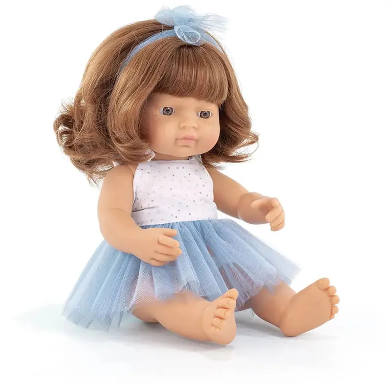 Miniland pop - europees meisje roodharig 38cm - incl. vriendschapsarmband + stickers - 10 maanden