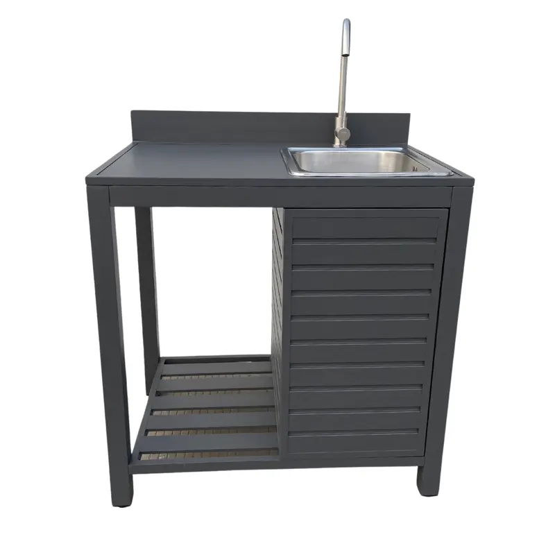 Mobile Cucina con Lavello Alluminio Antracite 90cm