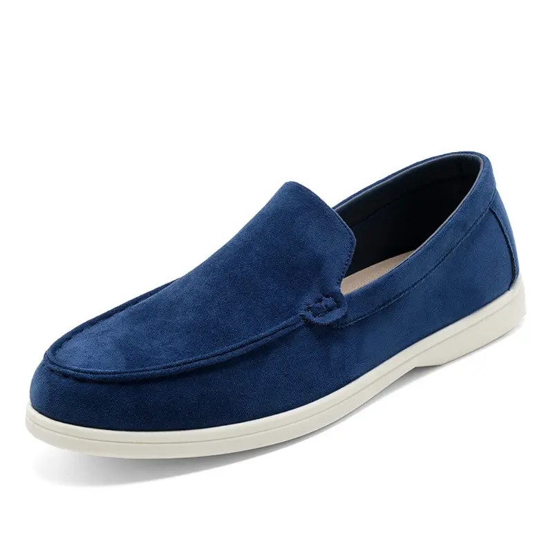 Mocasines slip-on de gamuza para hombre — Diseño cómodo con punta redonda y suela plana