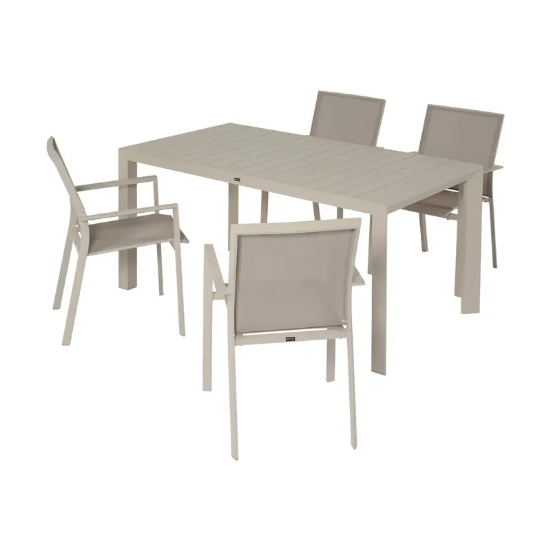Model - Set da pranzo da giardino in alluminio crema