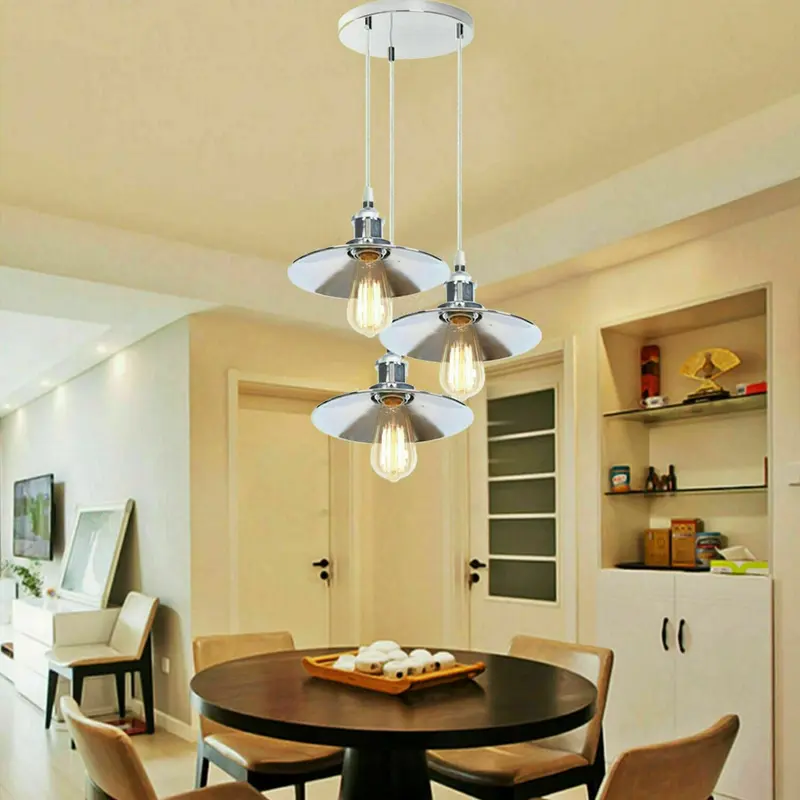 Modern 3-Light Pendant Ceiling Fixture Lighting | Chrome Finish Home Use~ 1324