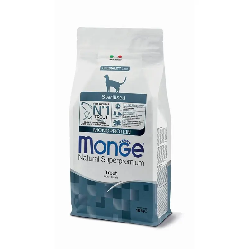 Monge – Cibo per gatti sterilizzati monoproteico alla trota 10kg