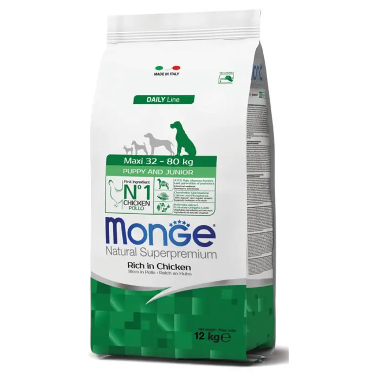 Monge Natural – Crocchette puppy maxi al pollo con riso