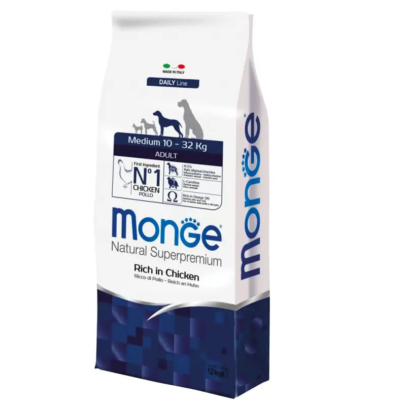 Monge - Natural Superpremium crocchette al pollo per cani adulti taglia media