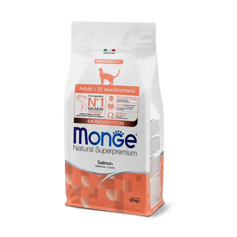 Monge Natural Superpremium – Crocchette per gatti adulti al salmone 10kg