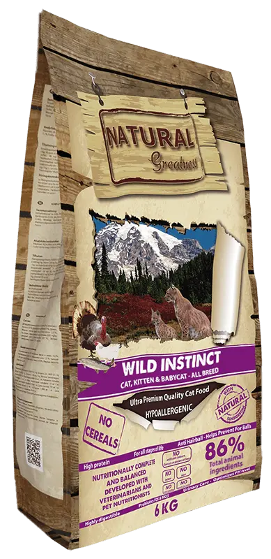 🐾 NATURAL GREATNESS Wild Instinct | Pienso sin cereales para gatitos y gatos adultos