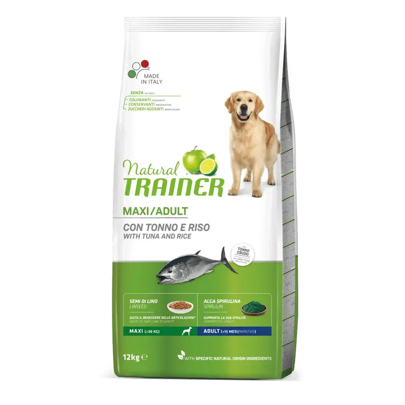 Natural Trainer Adult Maxi 12 kg - Crocchette riso e tonno