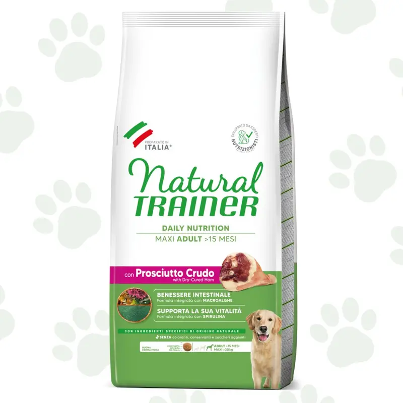 Natural Trainer - Daily Nutrition cane adulto maxi con prosciutto crudo 12 kg