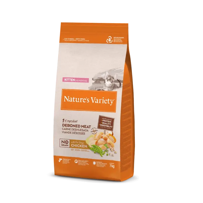 🐾 NATURE'S VARIETY Kitten con Pollo Campero – Alimento Natural sin Cereales para Gatitos