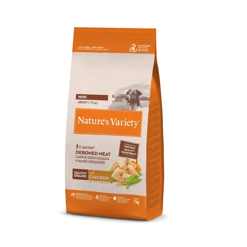 🐶 NATURE'S VARIETY Mini Adult Healthy Grain con Pollo Campero – Alimento Natural y Completo para Perros Mini Adultos 🐾