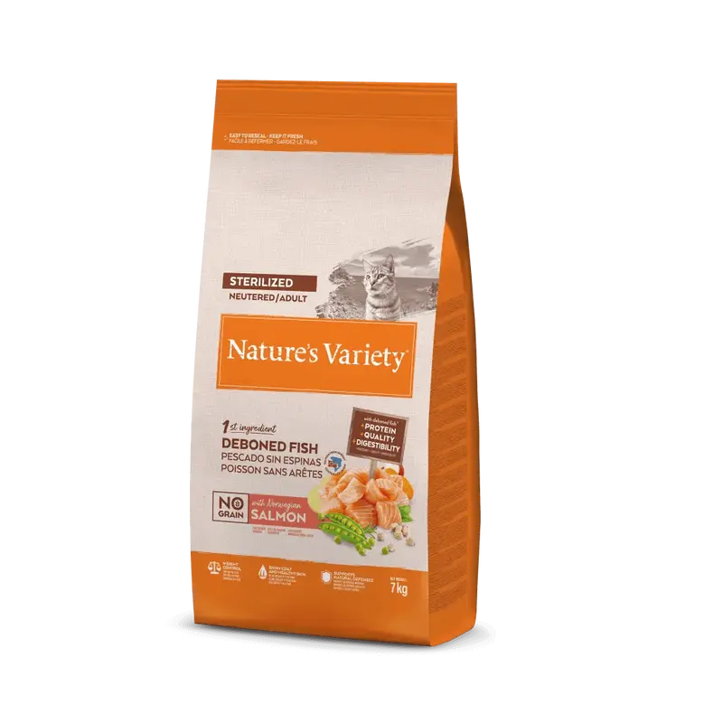 🐱 NATURE’S VARIETY No Grain Esterilizado Salmón Noruego para Gatos